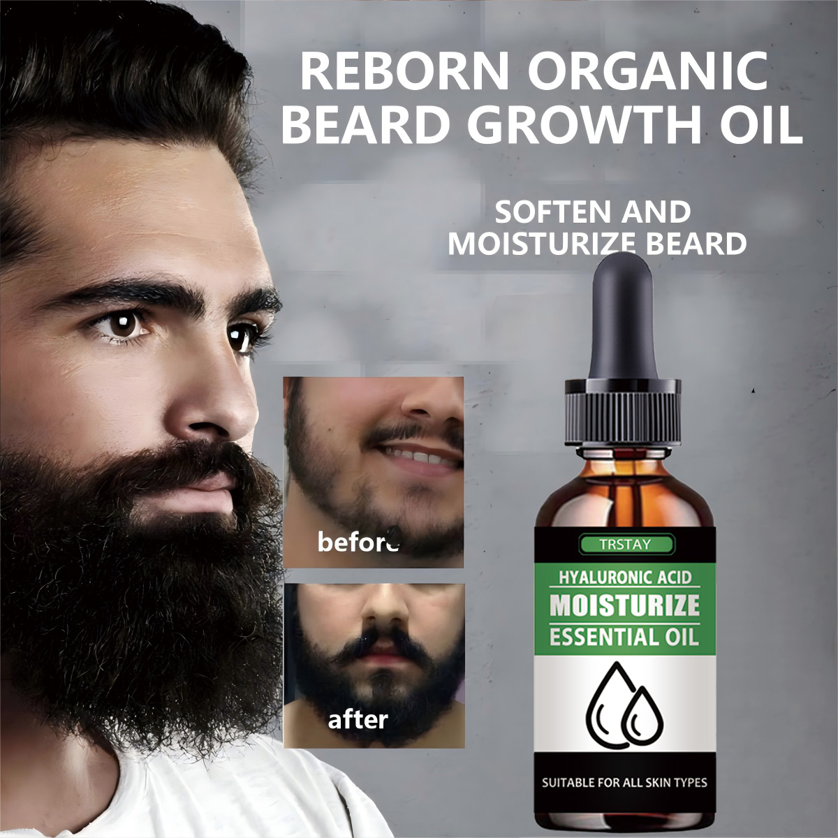 Beard Oil Growth - 100% naturalny przyspieszający porost zarostu na