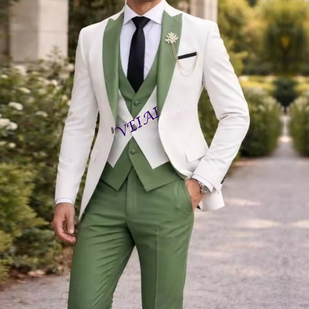 Men'S Grooming Daily - Dostosowany Nowy Biało-Miętowy Garnitur Męski na
